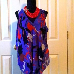 Rachel Roy Women's Plus Sleeveless V-Neck Printed size 1X NWOT
